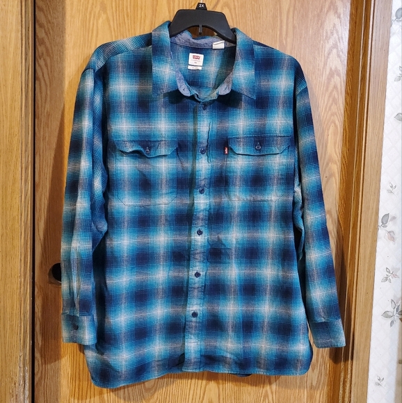 Levi's classic worker overshirt in blue plaid ocean depths - Picture 2 of 12